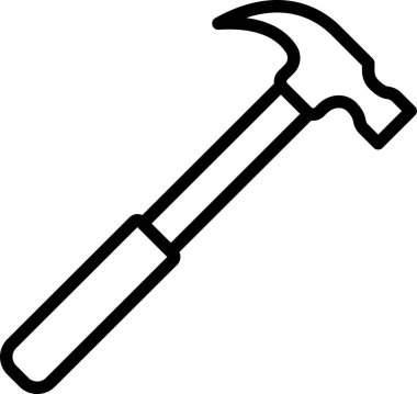 Marangoz çekicinin doğrusal simgesi tasarımınız için düzenlenebilir bir taslak