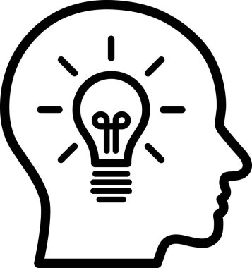 İnsan kafasındaki ampulün doğrusal simgesi bir fikir veya başlangıç konsepti olarak