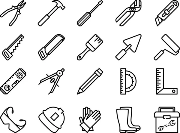 Набор Инструментов Оборудования Линейных Иконок Редактируемый Контур Вашего Проекта — стоковый вектор