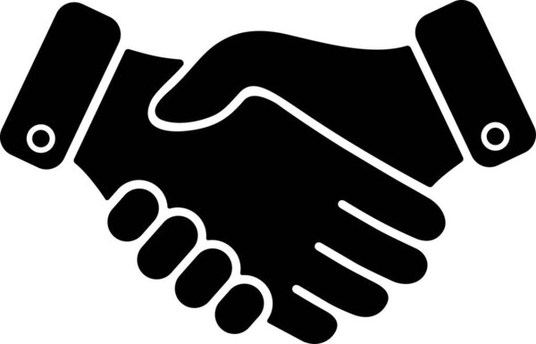 Flat icon of handshake as concept of business agreement or partnership