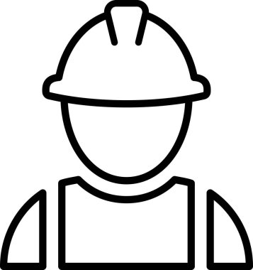 Güvenlik kaskı takan bir binanın çizgi simgesi