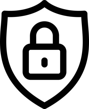 Koruma işareti olarak kalkanın üzerindeki asma kilidin doğrusal simgesi