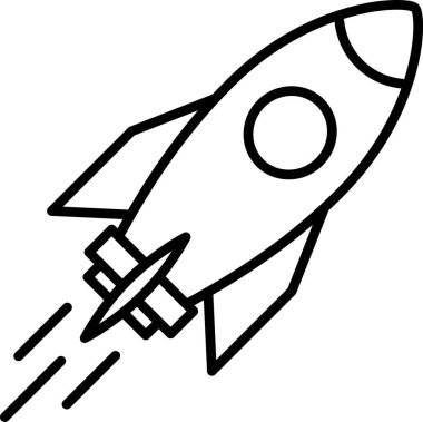 Bir roket gemisinin doğrusal simgesi yaratıcı bir iş fikri olarak