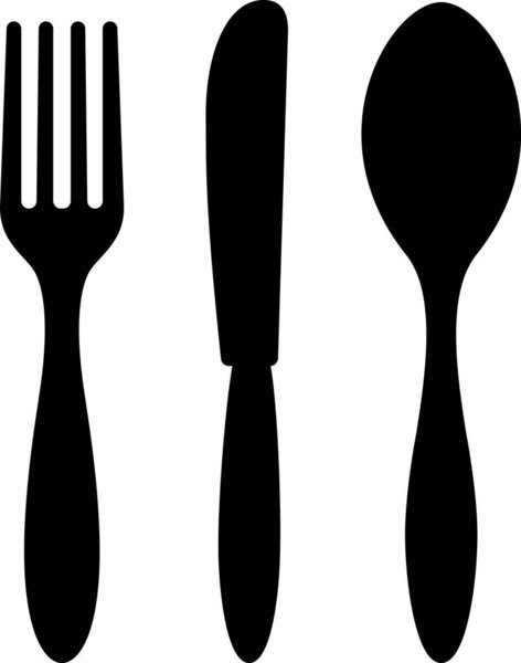 Cutlery flat icon as fork, knife and spoon as a concept of lunch or restaurant symbol