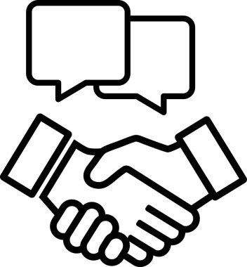 İş anlaşması, aranjörler ve güven ve ortaklık konsepti olarak el sıkışma ve yorum simgesi