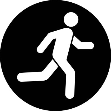 Basit bir insan silueti şeklinde koşan bir adamın düz simgesi