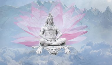  Lord Shiv with clouds, God Mahadev  illustration with Blue clouds  clipart