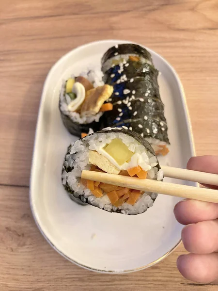 stock image kimbap korean rolls close up