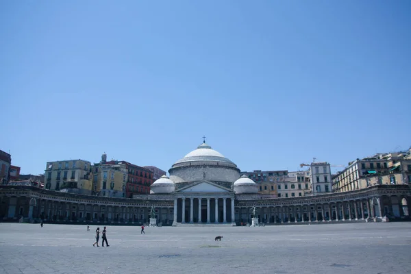 Naples Italy Piazza Del Plebiscito San Francesco Paola Church — Stock Photo, Image
