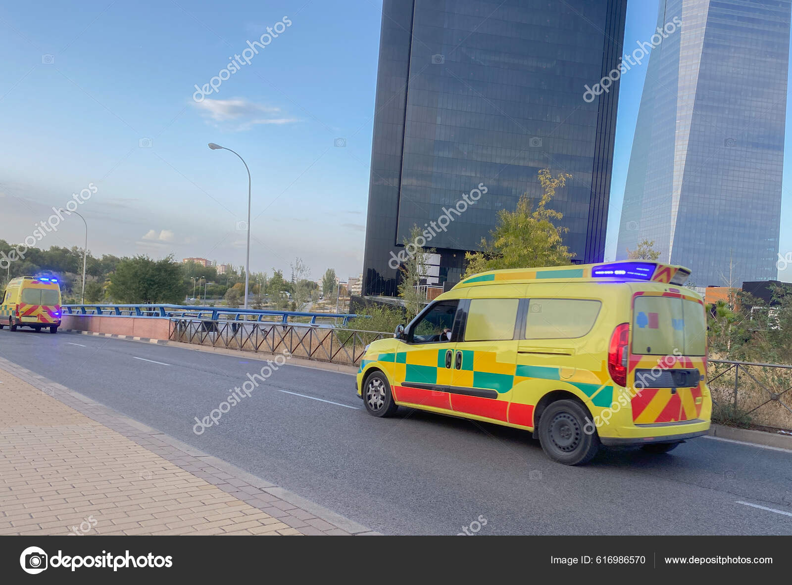 Ambulance Urgency Flashing Lights Hospital Emergency Medical Concepts