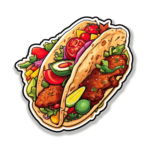 Mexican Food Icons Cartoon Illustrations Traditional Mexican Food Isolated White — Stock Vector