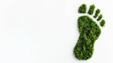 Çevresel farkındalığı ve daha yeşil bir gelecek için sürdürülebilir uygulamaları sembolize eden ot ayak izleri