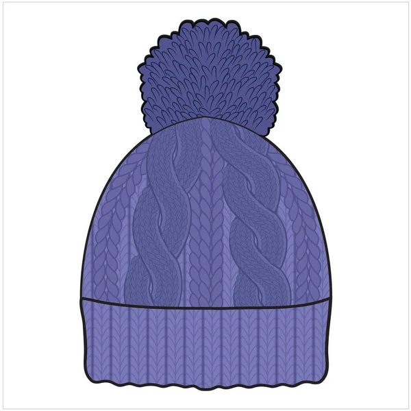 Knitted Hat Isolated White Vector Illustration — Stock Vector