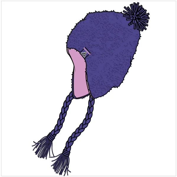Sombrero Pom Piel Pom Ilustración Vector Dibujos Animados — Vector de stock