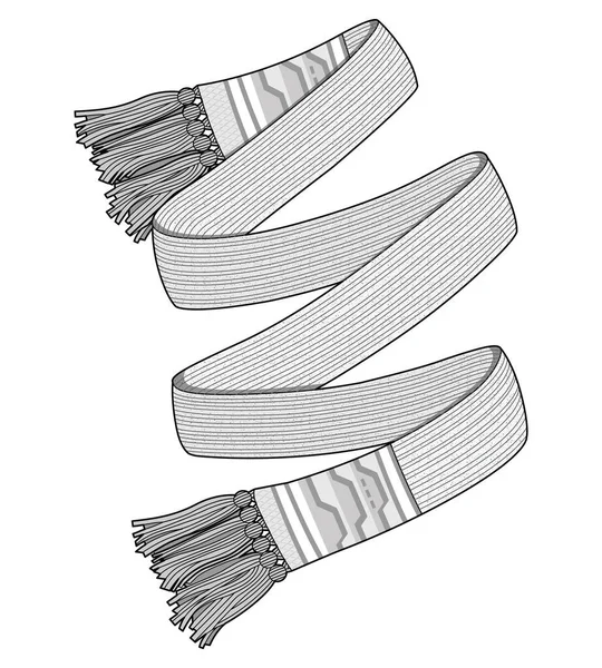Skizze Eines Gestreiften Schals Vektorillustration — Stockvektor