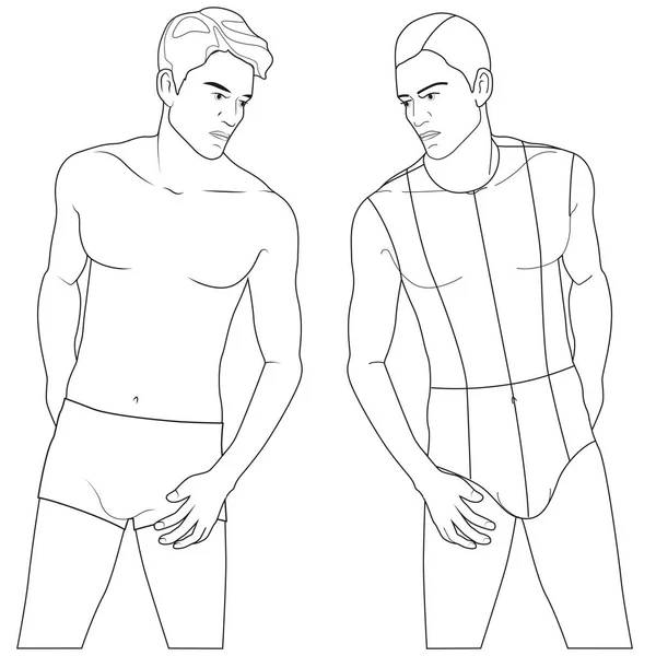 Hombres Niños Croquis Mannequin Flat Vector Pieza — Archivo Imágenes Vectoriales