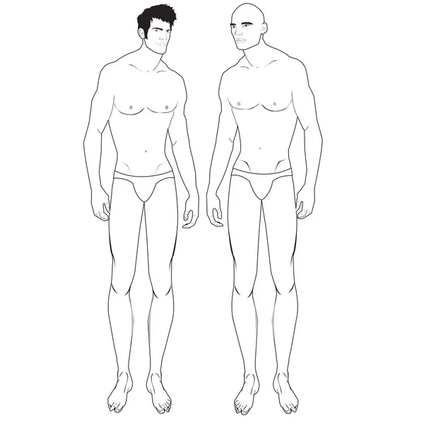Men Boys Croquis Mannequin Flat Sketch Vector — стоковий вектор
