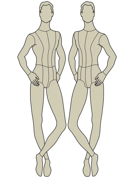 Croquis Hommes Femmes Vecteur Croquis Mannequin — Image vectorielle