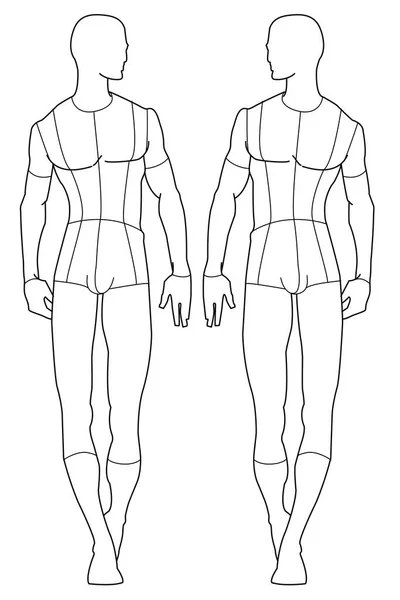 Męskie Chłopięce Croquis Mannequin Flat Sketch Vector — Wektor stockowy