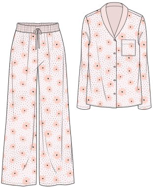 vector illustration of female pajama set clipart