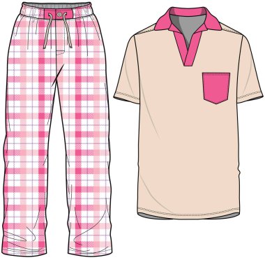 Kadın pijama setinin vektör çizimi