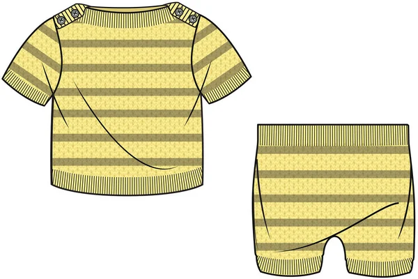Примітка Boys Wear Knitted Set Sweater Short Set Vector — стоковий вектор