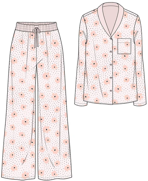 女性のパジャマセットのベクトルイラスト — ストックベクタ