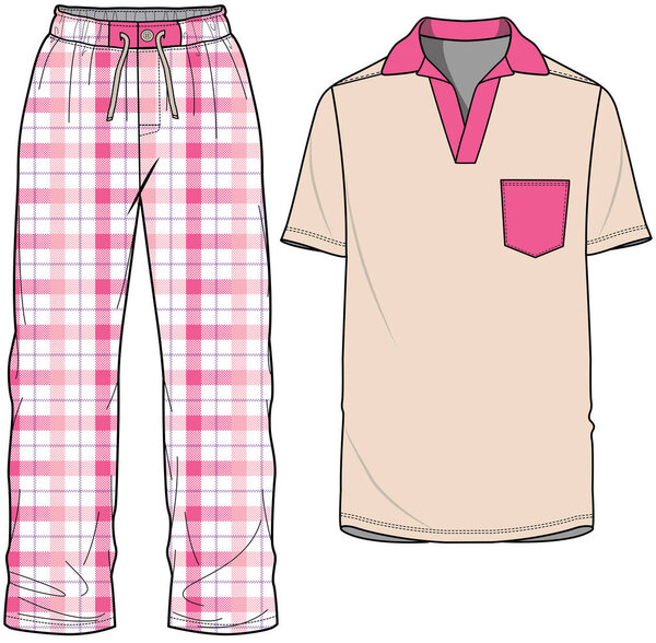 vector illustration of female pajama set