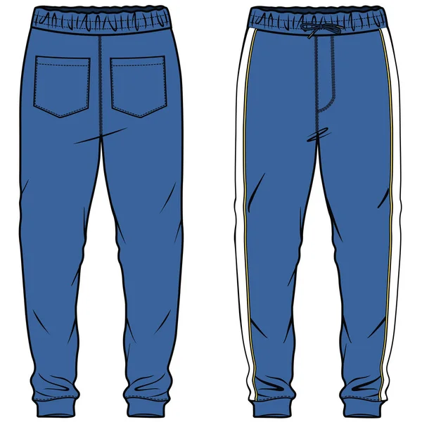 Men Boys Bottoms Wear Joggers Trousers Front Back Vector — Stock Vector