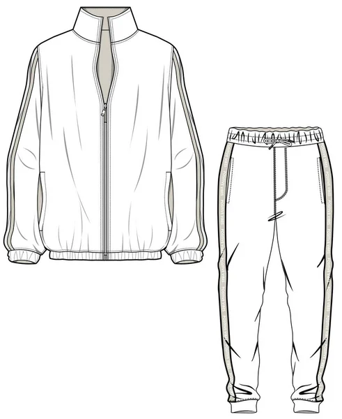 Track Suit Suat Top Bottom Set Unisex Wear Flat Design — Vector de stock