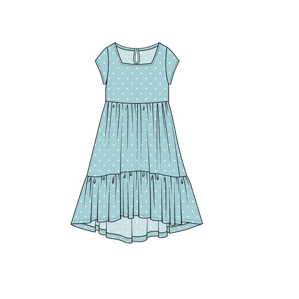 女性の織Midi高低ドレス — ストックベクタ