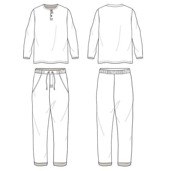 男式一套裤子和长袖顶部矢量图解背景 — 图库矢量图片