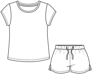 Tişört ve şort vektör illüstrasyonunu ayarla 