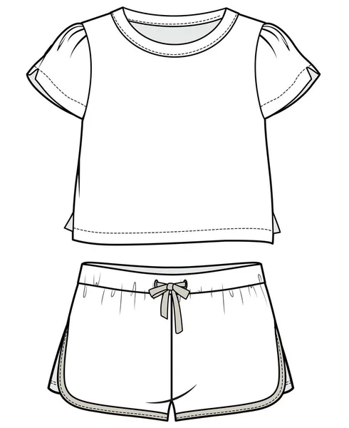Camiseta Pantalones Cortos Set Vector Ilustración — Vector de stock