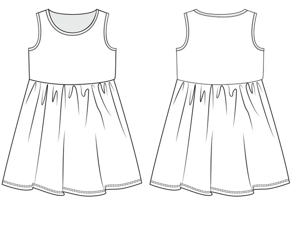 Girl Wear Front和Back Flat设计Vector的打印件和折页 — 图库矢量图片