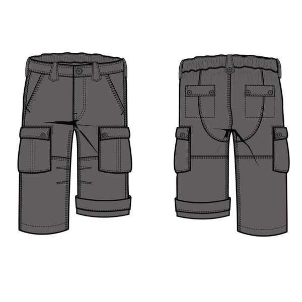 Kid Boys Bottom Wear Pant Front Back Pocket Fashion Flat — Stock vektor