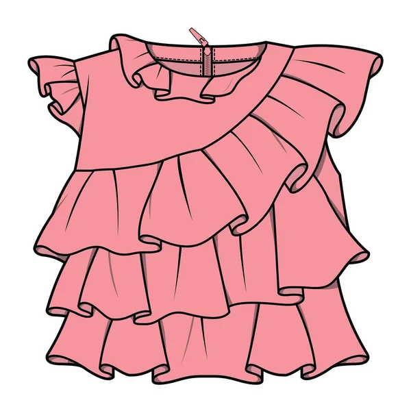 Девочки Носят Жареную Рубашку Векторном Эскизе — стоковый вектор