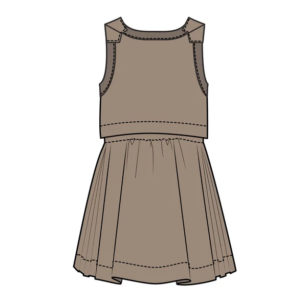 Bambini Ragazza Dress Flat — Vettoriale Stock