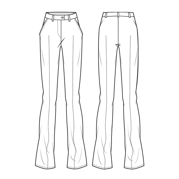 Filles Pant Flat Vector Illustration — Image vectorielle