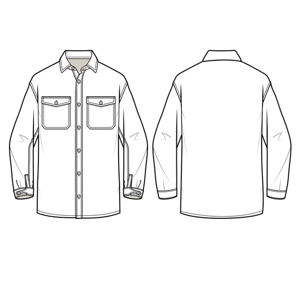 Men Denim Shirt Flat Vector Illustration — Stockvektor