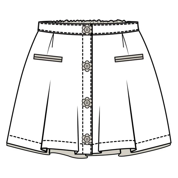 Kids Teen Girl Skirts Flat — Stock Vector