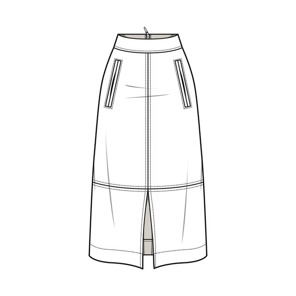 Lányok Hosszú Skirt Zip Flat Tal — Stock Vector