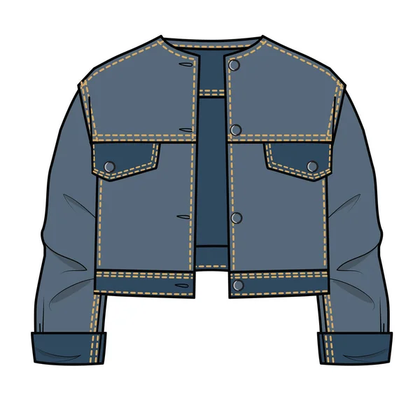 Kids Denim Jacket Flat — Image vectorielle