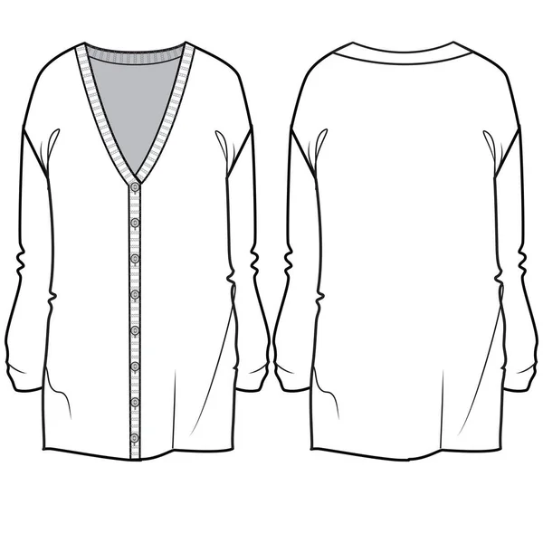 Knit Cardigan Sweater Flat — Image vectorielle