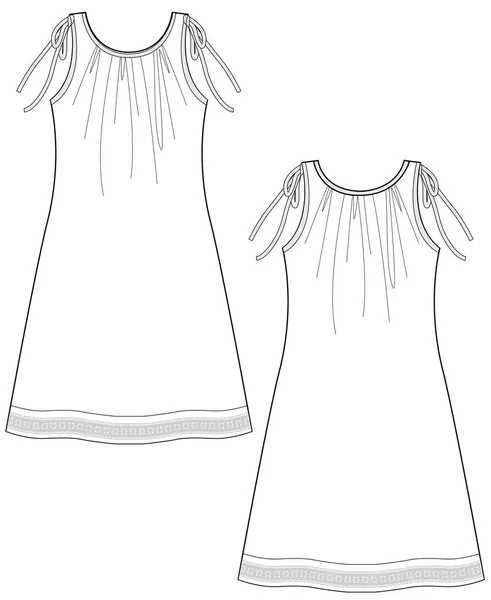 Dress Flat Illustrasi Vector - Stok Vektor