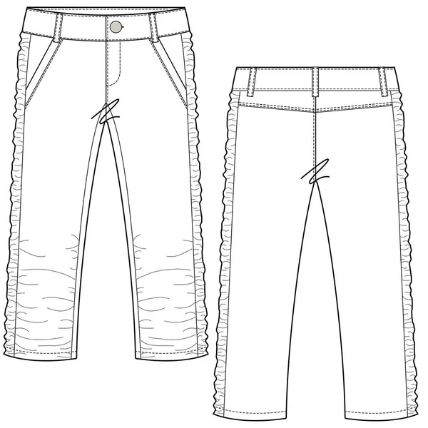 Pantalón Niñas Con Ilustración Vector Piso Franja — Vector de stock