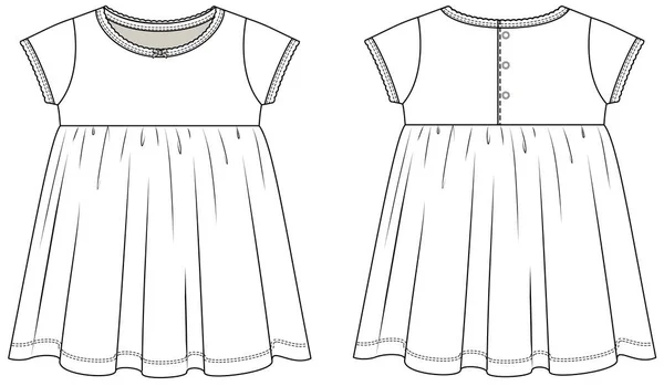 幼児のボディスーツドレス半袖フラット — ストックベクタ
