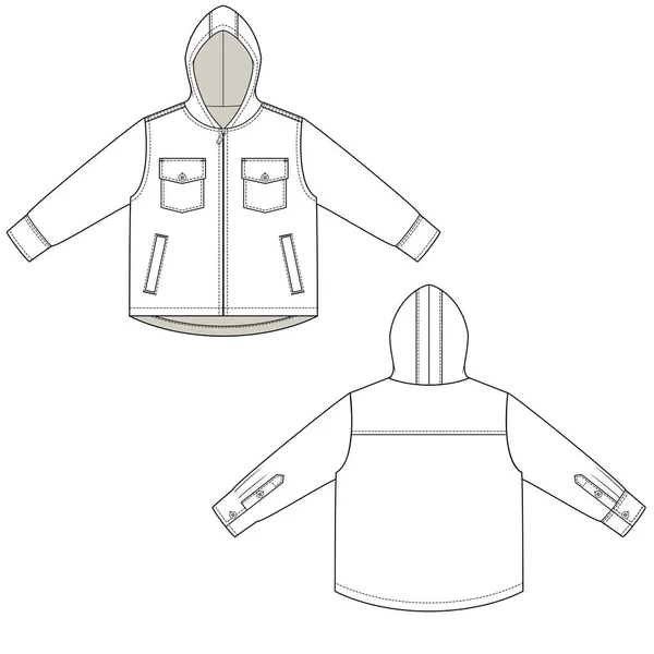 Kids Hood Jacket Flat — Image vectorielle