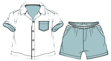 Çocuklar rezidans giyer. Tişört ve Kısalar Ayarlandı  