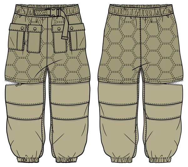 Arka Modüler Pantolon Modelinin Vektör Çizimi Moda Şablonu — Stok Vektör